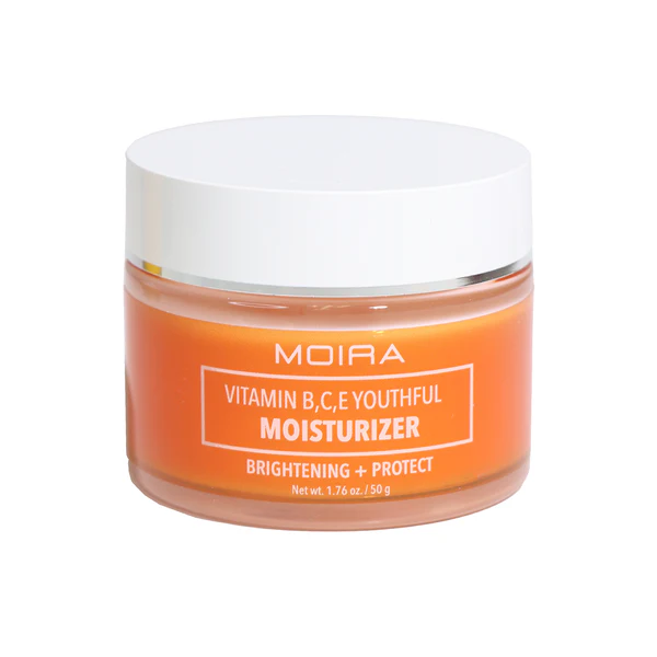 Crema hidratante Moira con vitaminas B, C y E en su envase