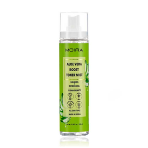 Bruma tónica Moira Aloe Vera Boost en su envase con atomizador