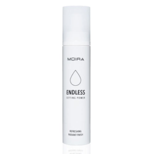 Spray fijador Moira Endless Setting Power en su envase con atomizador