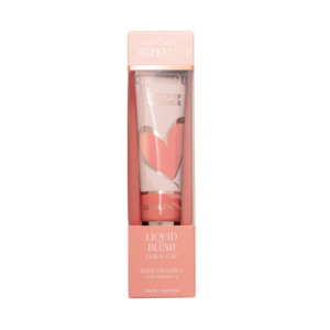 Rubor líquido Beauty Creations Cheeked Up en tono coral con su aplicador