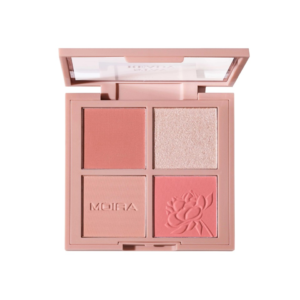 Paleta de rubores Moira Look Out 03 abierta, con sus tonos rosados