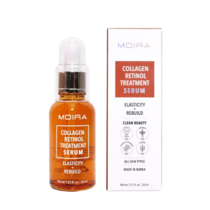 Frasco del sérum facial Moira con colágeno y retinol