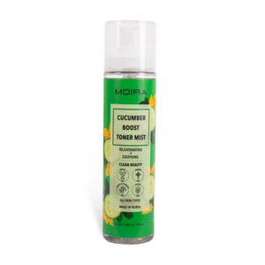 Envase de la bruma tónica Moira Cucumber Boost con extracto de pepino