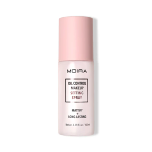 Envase del spray fijador Moira Oil Control