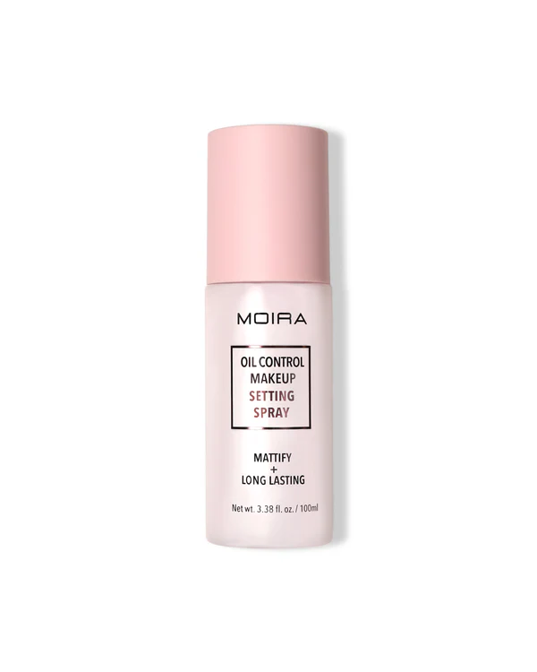 Envase del spray fijador Moira Oil Control